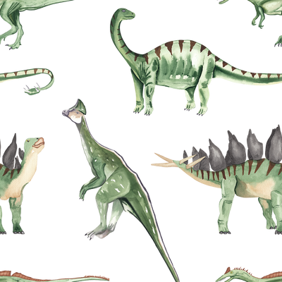 Watercolour Dinos Green